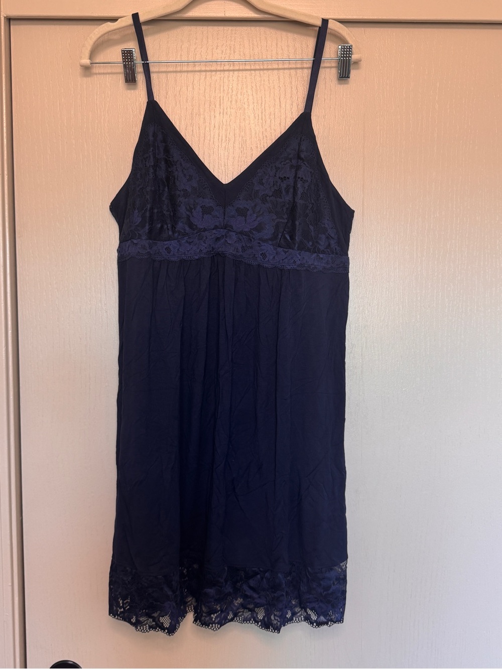 Soma Navy Lace-Trim Chemise Slip